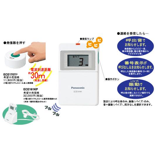 Panasonic ECE1611K 小電力型ワイヤレスコール携帯受信器(本体