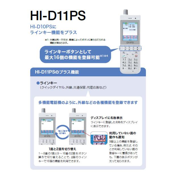 HITACHI 日立 HI-D11PS SET 電話機セット ラインキー付 事業所用デジタルコードレス電話システム HI-D11PSSET ※HI-D9PSSETの後継｜meidentsu｜02