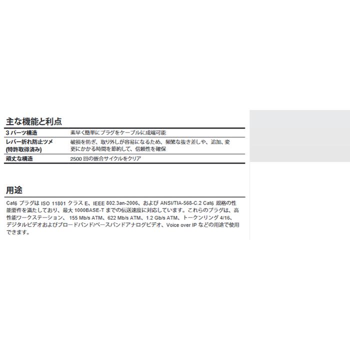 パンドウイット カテゴリ6 UTPモジュラープラグ 3パーツ構造 100個入り