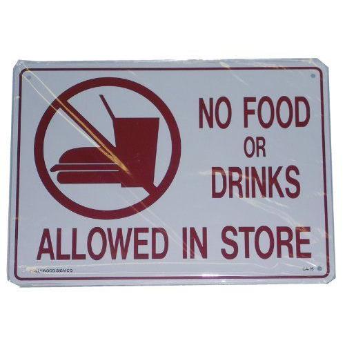 プラスチック サインボード 店内飲食禁止 NO FOOD OR DRINKS ALLOWED