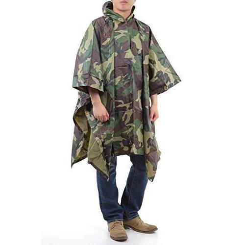 楽ギフ 包装 レイングッズ 雨具 Milicross ミリクロス 多機能 ミリタリーポンチョ フリーサイズ メンズ レインコート ロング丈 防水 収納ケース付き