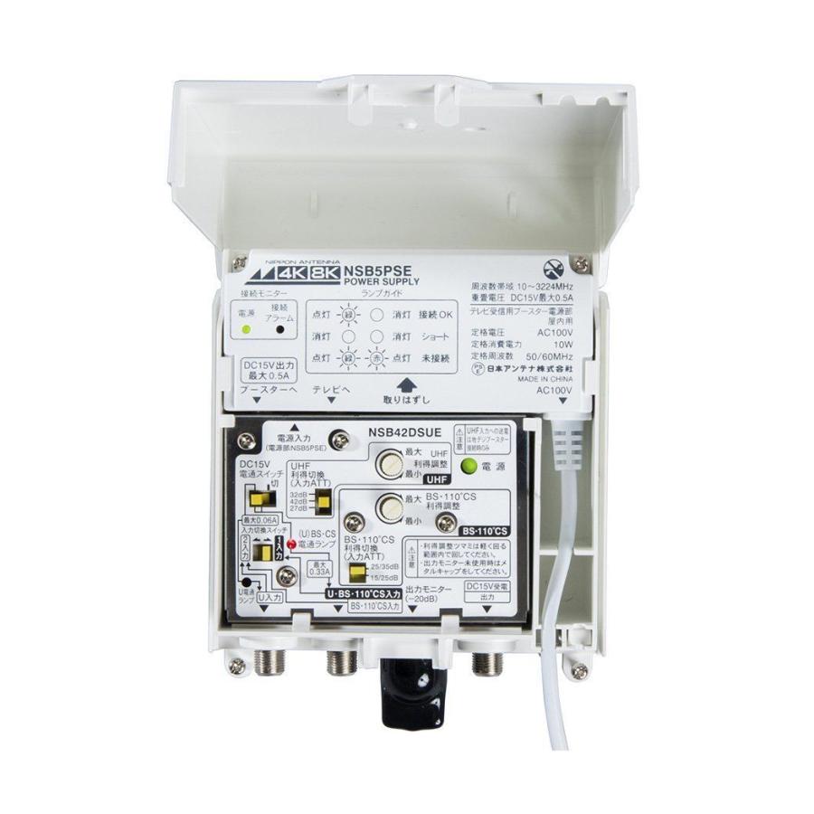 日本アンテナ 3.2GHz(4K・8K放送)に対応 利得切換式屋外用電源着脱型ブースター NSB42DSUE-BP 2GHz 4K 8K放送 特徴 に対応 利得切換式屋外用電源着脱型ブースター NSB42DSUE BP 本体取付済