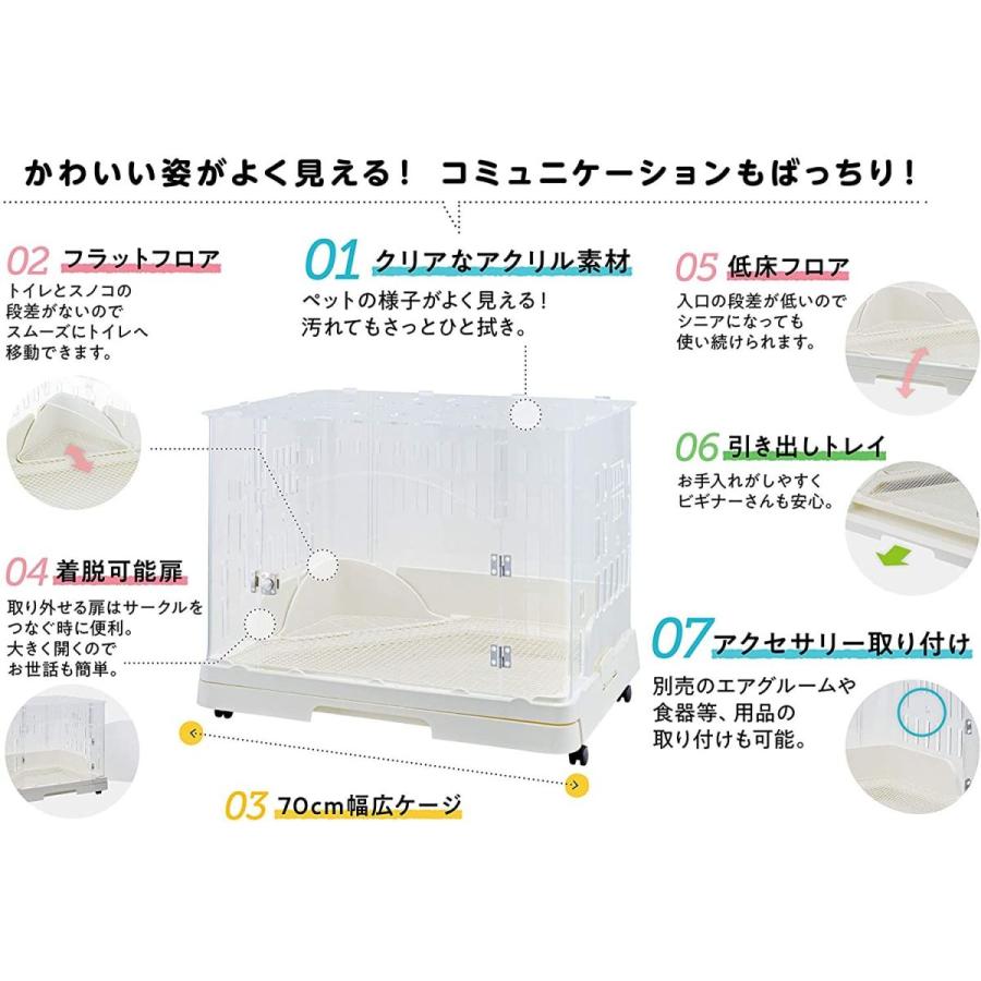 【アウトレット品】 ジェックス スマートルームクリア うさぎ用アクリル製ケージ 段差が低い 観音開きタイプ 引き出し・トイレ付き ホワイト 【3686350781】(20185円)