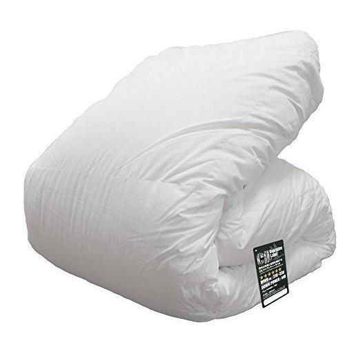 羽毛布団 クイーン ドイツ産 ジャーマンキングスター ホワイト マザーグースダウン 95％ 二層立体 ツインキルト 無地キナリ 60サテン