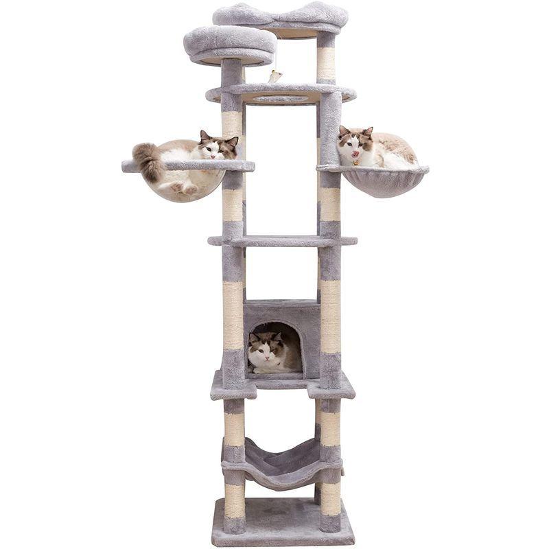 ［即日発送］ Mwpo 多頭飼いキャットタワー 猫タワー 猫 キャット タワー 透明宇宙船付き 肉球見放題 猫用品 据え置き 匂いなし 大型猫 爪とぎ お 【O2024895208】(11088円)