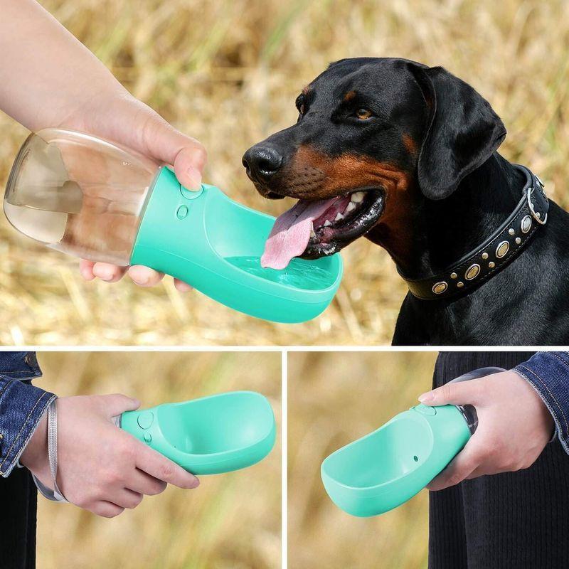 DKPlus ペットウォーターボトル 給水器 犬猫など 多種ペット携帯用水飲みボトル 水槽付き 水漏れ防止 手軽に水分補給が出来 犬の散歩