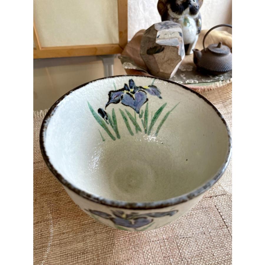 抹茶茶碗 京焼 平安 浅見与し三造 金彩 色絵 菖蒲文様 吉峯窯 抹茶茶碗 京焼 平安 浅見与し三造 金彩 色絵 菖蒲文様 吉峯窯