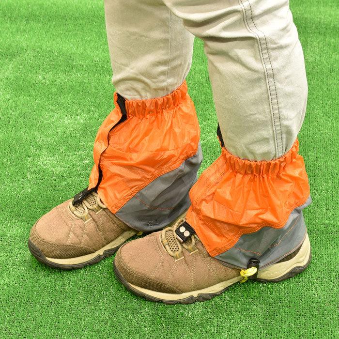 アウトドア ゲイター 登山靴カバー オレンジ/グレー 防水 登山
