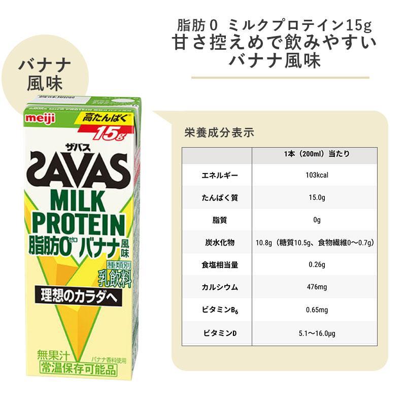 SAVAS ザバス バナナ味 ミルクプロテイン 脂肪0 200ml×48本 まとめ買い 紙パック｜meijimilk｜02
