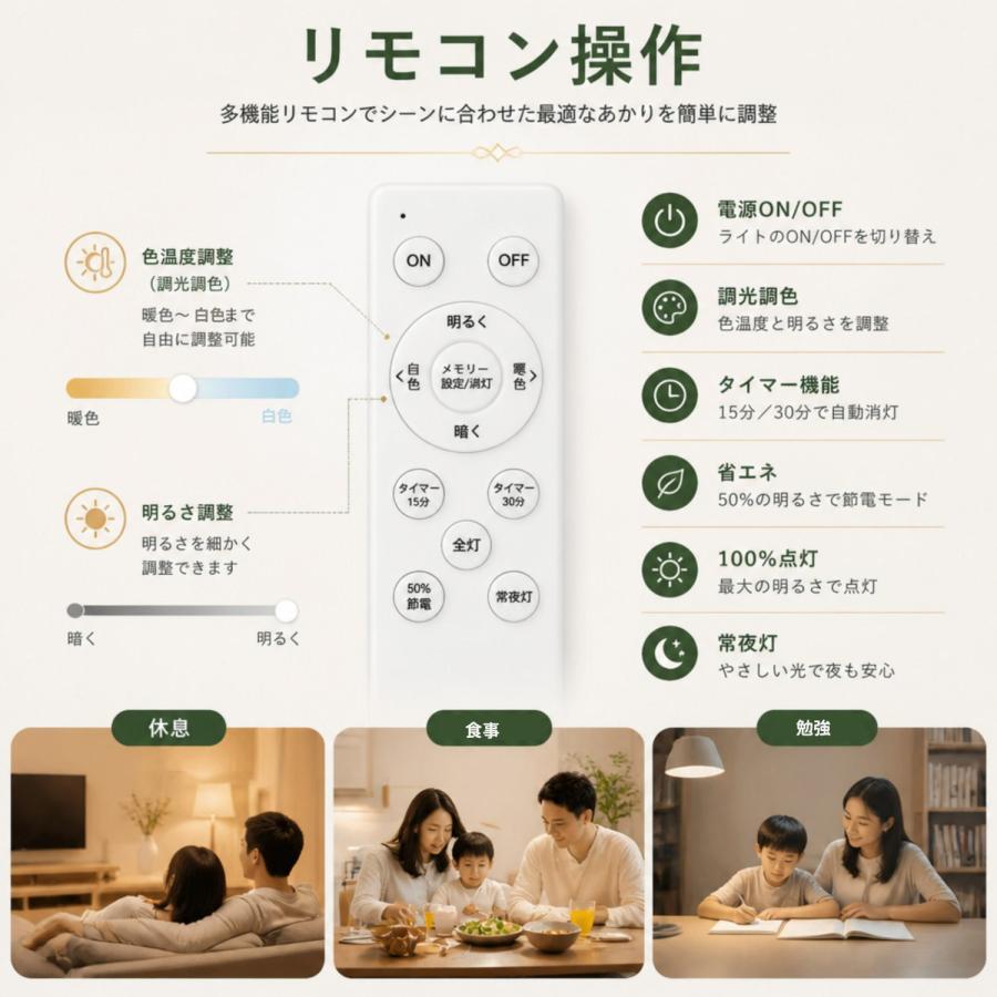 シーリングライト led 10畳 12畳 14畳 調光調色 薄形 木目調リモコン付き LEDシーリングライト10畳用  照明器具 天井照明  おしゃれ   常夜灯 タイマー洋室和室 |  | 11