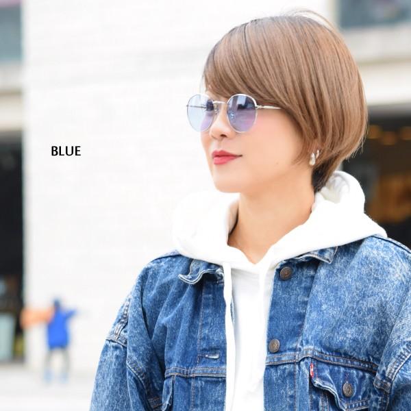 ラウンド 細フレーム 丸 シンプル メガネ サングラス カラーレンズ