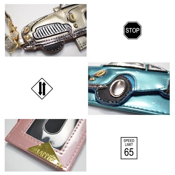 パスケース クラシックカー エナメル ラインストーン 立体 定期入れ IC