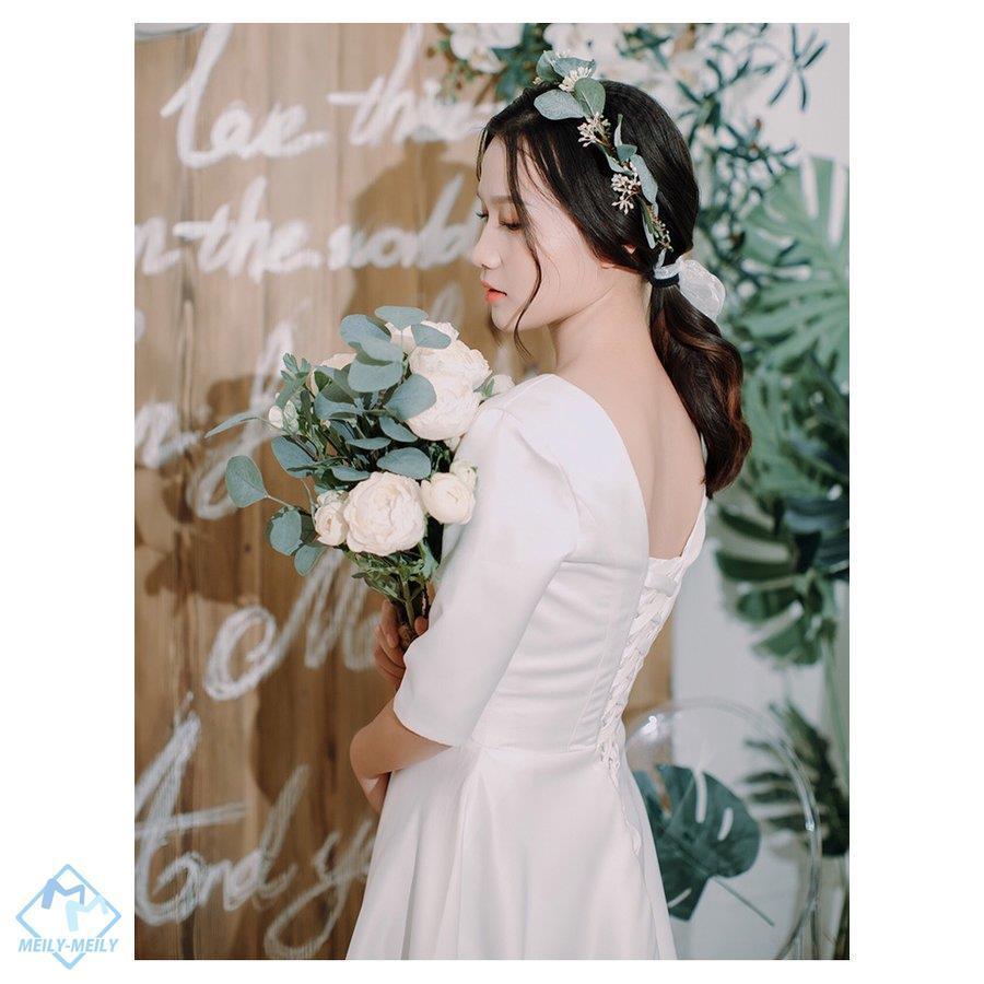 予約中 後撮り ウエディングドレス ミモレ丈 Aライン 結婚式 花嫁 二次会 ウェディングドレス 新作 リボン おしゃれ 可愛い 発表会 披露宴 エレガンス シンプル Aライン サイズ S Jeuneschirurgiens Com