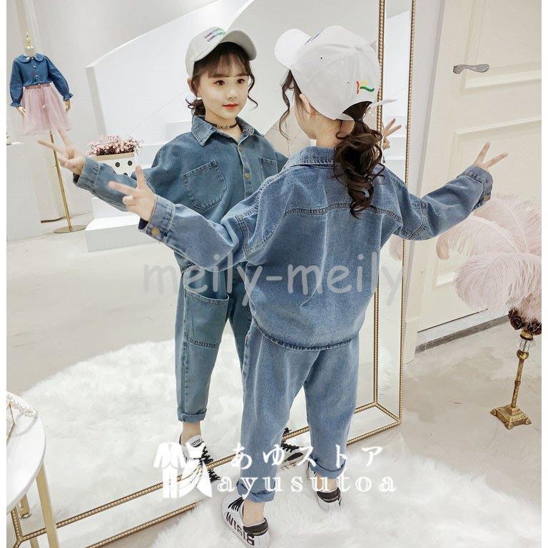 子供服 女の子 韓国子供服 セットアップ キッズ 秋 長袖 トップス デニムシャツ デニムパンツ ロングパンツ 長ズボン 子ども服 ジュニア おしゃれ 可愛い 新品 長ズボン ロングパンツ サイズ 1cm Fincalashigueras Com