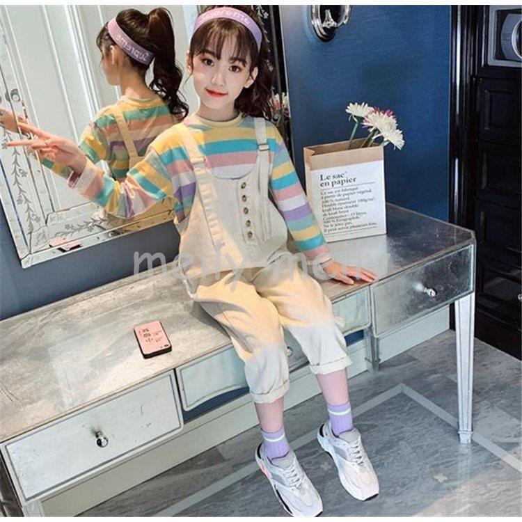 柔らかい 子供服 セットアップ キッズ 女の子 おしゃれ 長袖 春秋 上下セット 韓国子供服 ジュニア Tシャツ 丸首 サロペット 長ズボン カジュアル 可愛い 小学生 通学着 信頼 Turningheadskennel Com