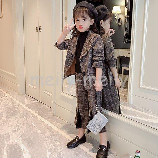 史上最も激安 子供スーツ フォーマル 女の子 子供服 セットアップ キッズ おしゃれ 長袖 春秋 2点セット アウター 立ち襟 長ズボン チェック柄 入学式 卒業式 可愛い 通学着 再再販 Turningheadskennel Com