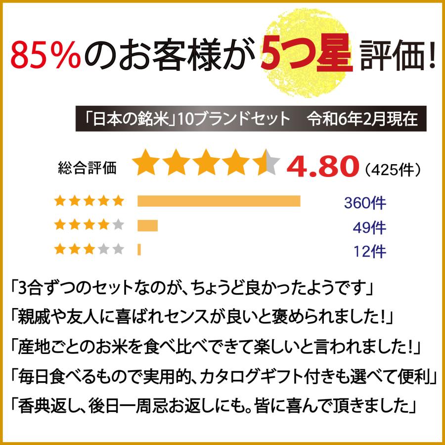 特A米 ギフト 日本の銘米 (お米 3合７銘柄＋真紅＜しんく＞) 出産内祝い 結婚内祝い 香典返し 成人式 入学内祝い 出産祝い 成人 入学祝い お返し お祝いの画像