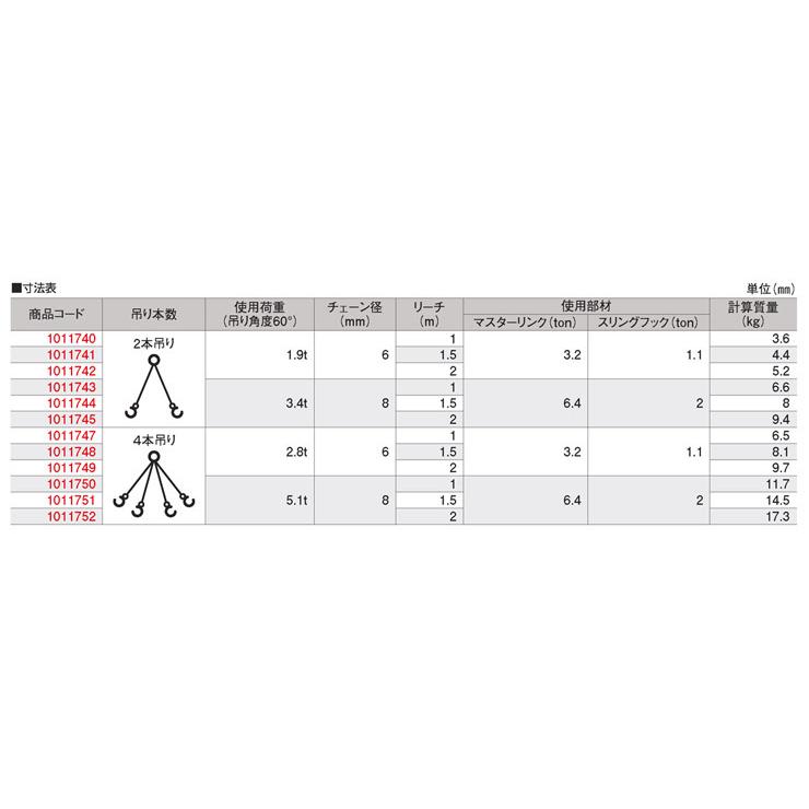 マーテックGチェーンスリング TG2‐EGKNA 8×1.5ｍ 2点吊用 (領収書は購入後商品ページから(条件付き)｜meirin-net｜03