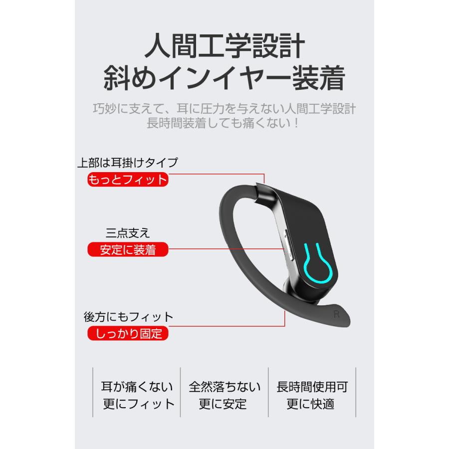 ワイヤレスヘッドセット Bluetooth5.1 両耳分離型 耳掛け TWS 完全ワイヤレス イヤホン 両耳通話可 ノイズキャンセル 高音質 マイク内蔵｜meiseishop｜16