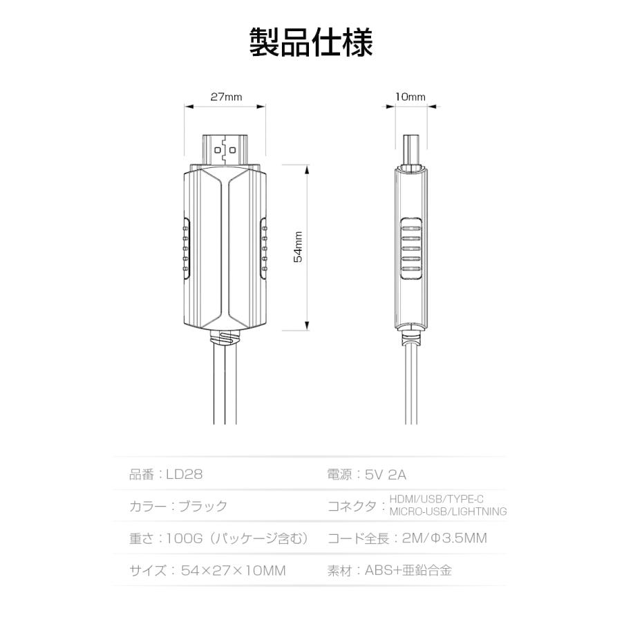 ミラーリングケーブル HDMI変更ケーブル ミラーキャスト Micro Type-C iPhoneコネクター付き ストリーミング端末 テレビにスマホの画面を映す｜meiseishop｜20