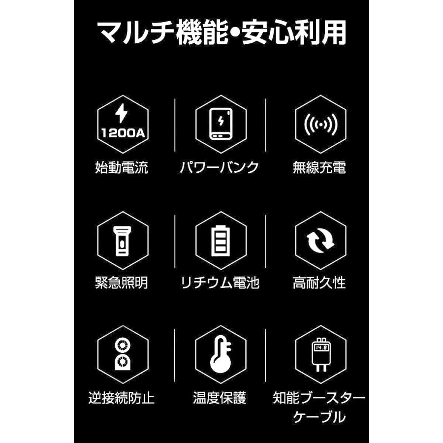 ジャンプスターター 12V車用 26000mAh大容量 バッテリー上がり即解決 ポーリマリチウム電池 車を緊急始動 安全ハンマー内蔵 高安全性 モバイルバッテリー｜meiseishop｜13