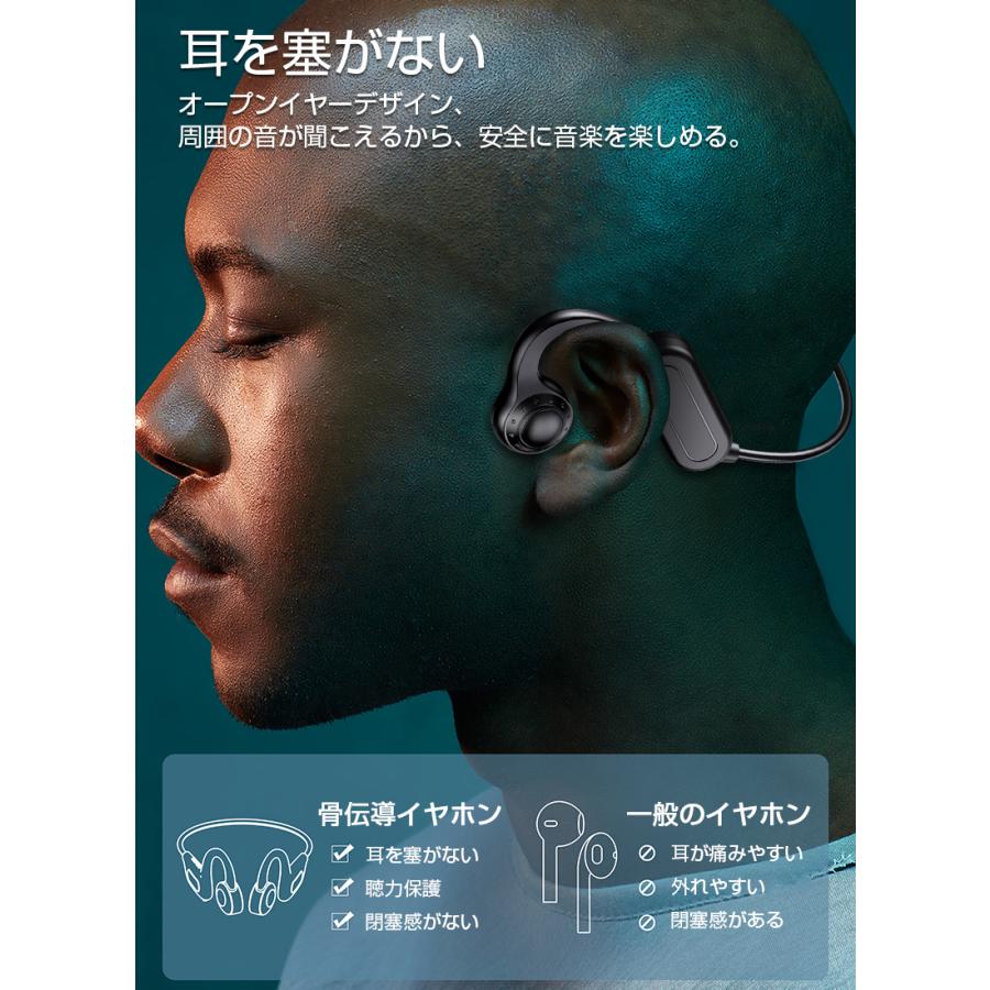 骨伝導ヘッドホン ワイヤレスイヤホン ヘッドセット 耳を塞がない Bluetooth5.2 耳掛け式 スポーツ向け TFカード対応 32g超軽量 防水防滴 オープンイヤー｜meiseishop｜07