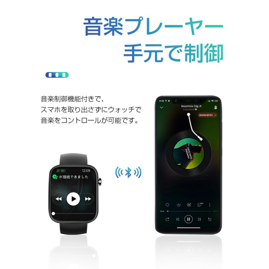 明誠 スマートウォッチ 200mAhバッテリー IP67防水防塵 着信/Twitter