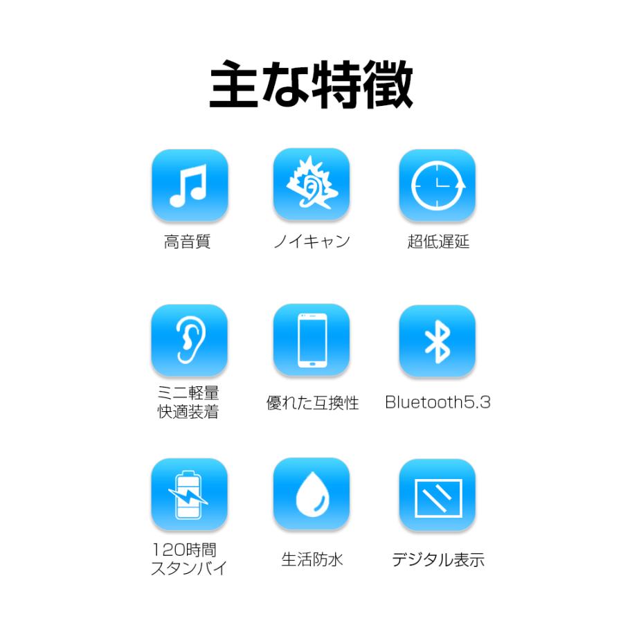 ワイヤレスイヤホン Bluetooth5.3 イヤホン bluetooth イヤホン カナル型 ブルートゥース イヤホン ENCマイク HiFi高音質 ハイレゾ｜meiseishop｜03