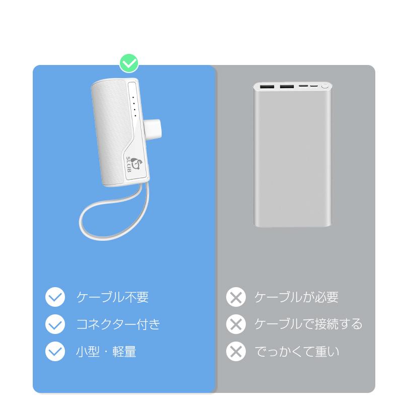 【数量限定1,780円→1380円】モバイルバッテリー 5000mAh 超ミニ 2A急速充電 スマホに挿すだけで充電できる Type-Cコネクター付き iPhoneコネクター付き｜meiseishop｜12