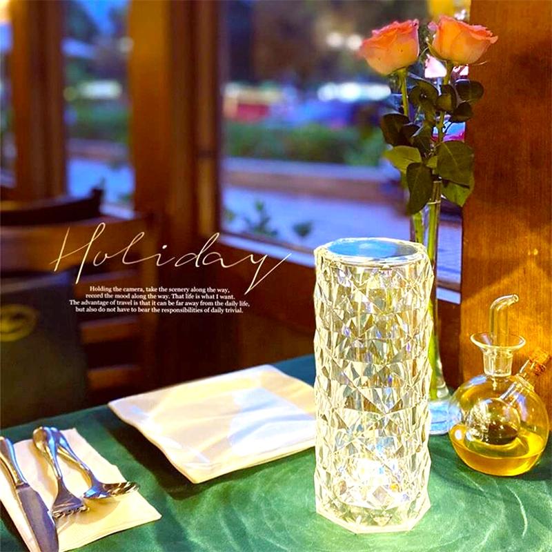 クリスタルランプ デスクライト タッチ操作 16色明るさ調整 USB