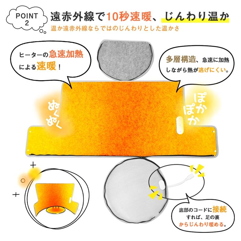 パネルヒーター 巻き収納式 省電力 速暖 寒さ対策グッズ 足の冷え解消 あったか 電気代節約 無音 無風 無臭 オフィス 高齢者 PSE認証済｜meiseishop｜07