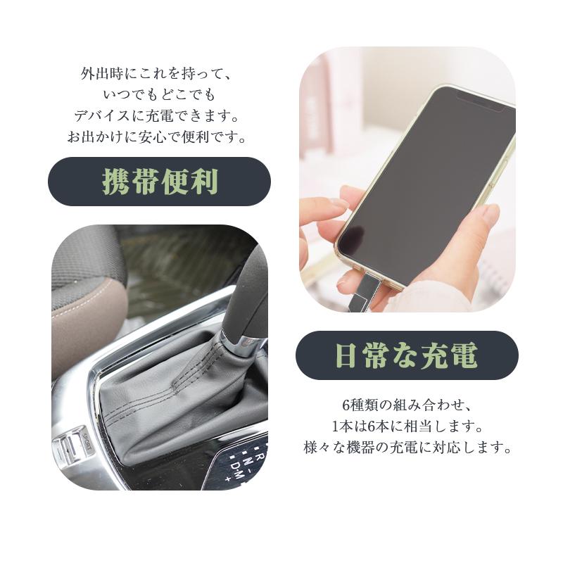 明誠 iPhone18ケーブル USB Type-C 携帯充電コード 6in1 長さ16.8cm