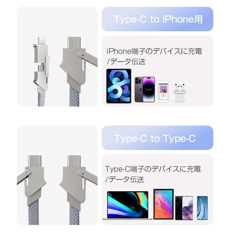 明誠 iPhone17ケーブル USB Type-C 4in1充電ケーブル iPhone16 17Pro