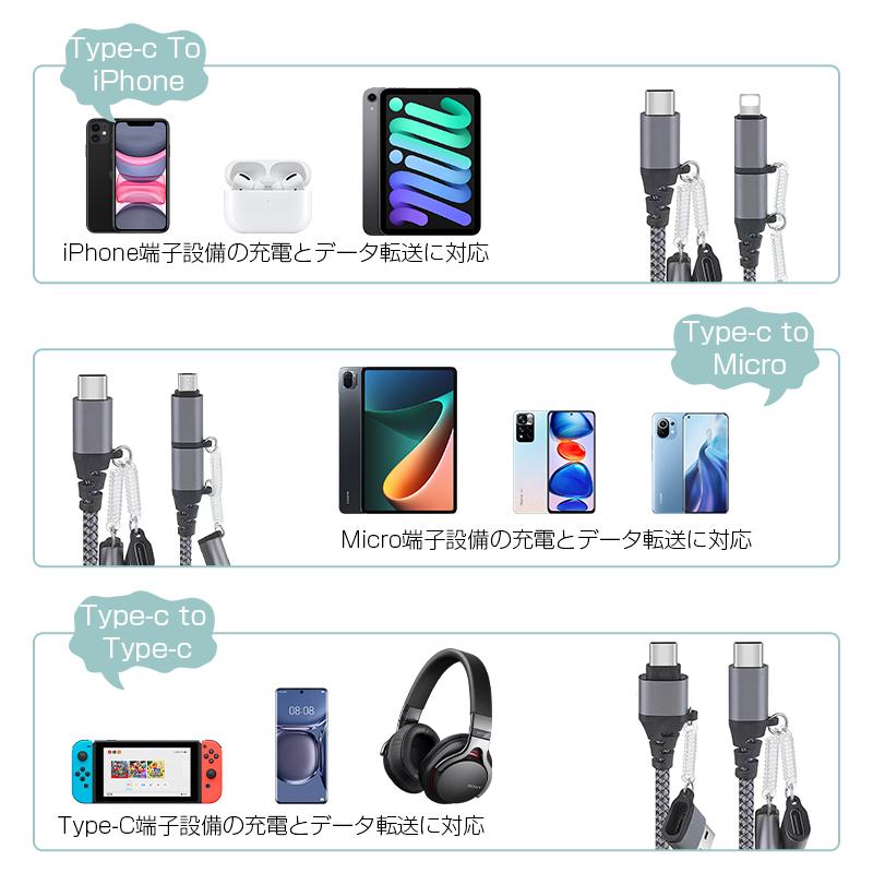 明誠 iPhone17 ケーブル USB Type-C 6in1マルチケーブル iPhone16