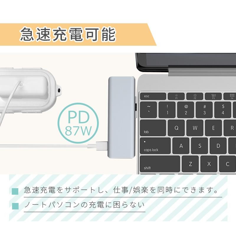 USBハブ ドッキングステーション 5in1 持ち運び便利 MacBook Pro / MacBook Air対応 Thunderbolt ダブルType-Cポート 2つUSBポート ハブ 90日保証付き｜meiseishop｜08