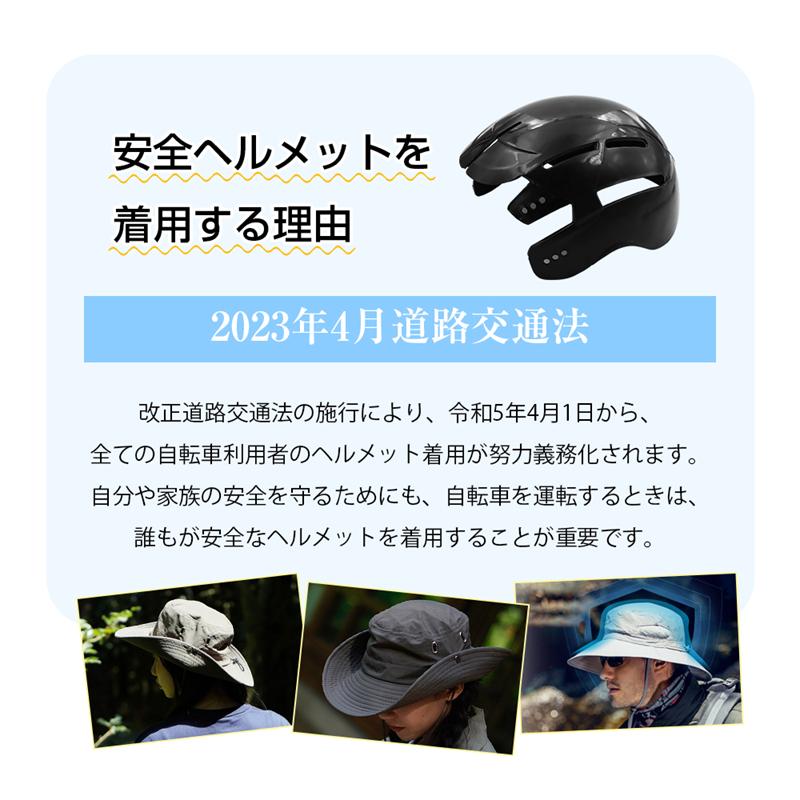 ハット型ヘルメット 自転車用ヘルメット 帽子タイプ 通気性抜群 蒸れない 軽量 紫外線対策 おしゃれ あご紐付き 安全帽子 頭部保護 ハイキングヘルメット｜meiseishop｜14