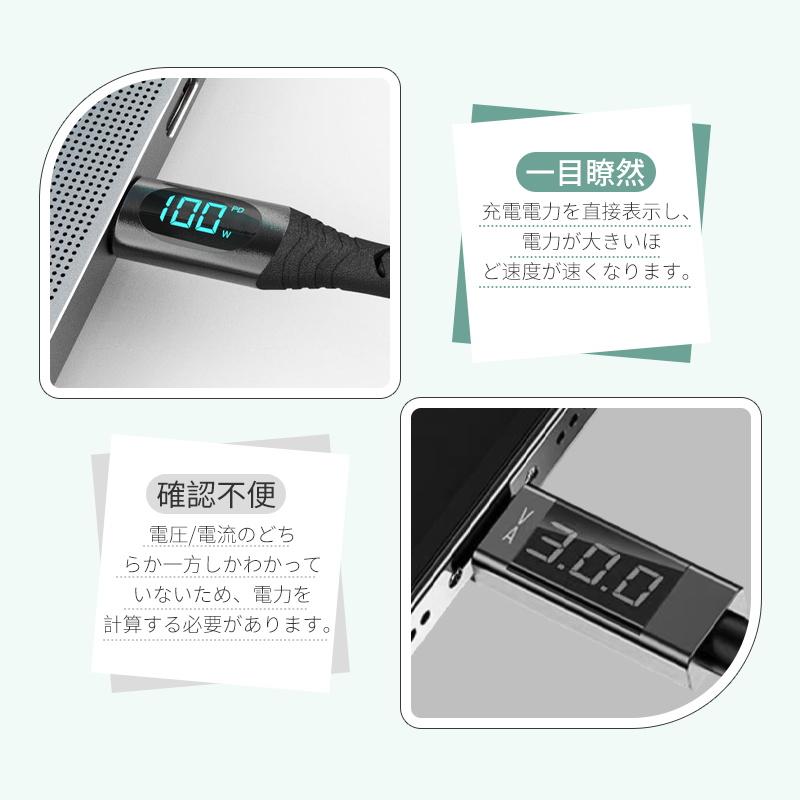 iPhone15ケーブル Type-C to Type-Cケーブル 長さ2m PD100W USB-C 充電ケーブル 電力表示機能 iPhone15充電 iOS/Android端末用 480Mbps 高速 USB2.0｜meiseishop｜07