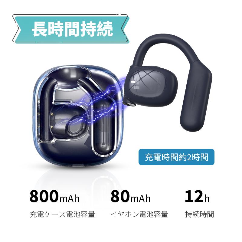 ワイヤレスOWSイヤホンBluetooth完全ワイヤレス (ブルー) 明誠 空気伝導式 ワイヤレスイヤホン Bluetooth5.3 OWS式 オープン