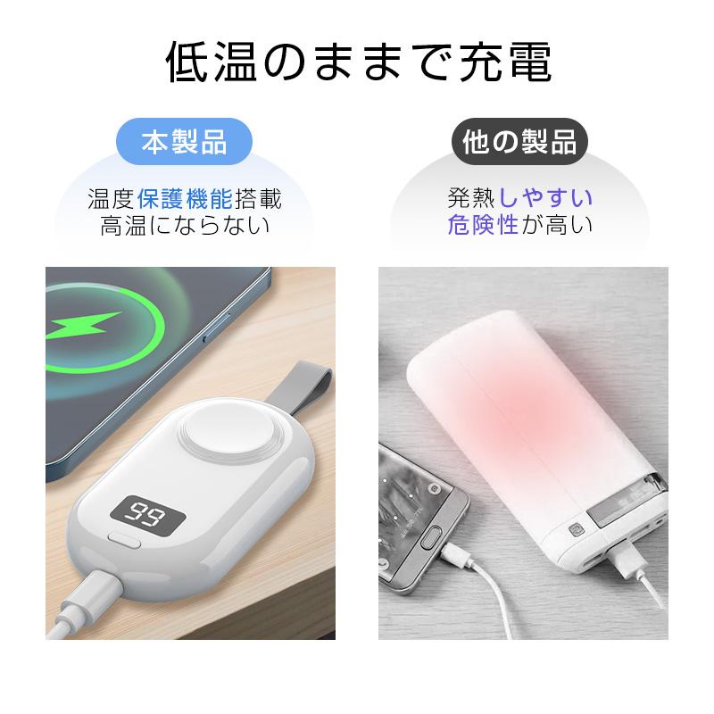 Apple Watch モバイルバッテリー充電器 3000mAh 大容量 ワイヤレス磁気充電 iWatch/iPhone/Androidに対応 Type-C出力 iPhone17充電【PL保険加入済み製品・安心】 | 明誠 | 09