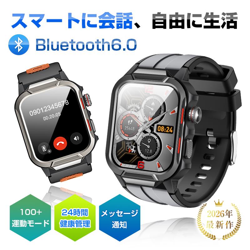 スマートウォッチ 通話機能付き 2.1インチ大画面 Bluetooth 6.0 マルチ運動モード 心拍数/血圧/血中酸素濃度測定 ios/Android適用【PL保険加入済み製品・安心】（Yahoo!・明誠ショップ）
