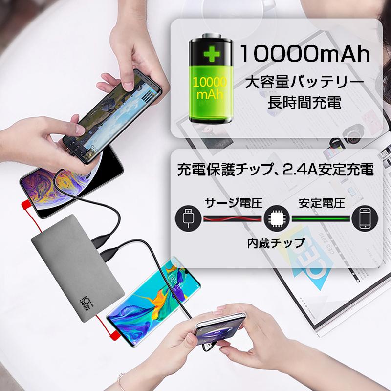 モバイルバッテリー iOS/Android対応 10000mAh ケーブル不要 大容量 軽量 薄型 iphone Type-c バッテリー 急速充電 PSE認証済み PL保険加入済み 送料無料｜meiseishop｜14