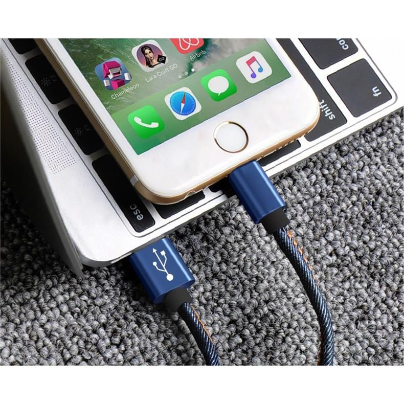 明誠 充電ケーブル iphone14 急速充電 デニム生地 データ転送 収納