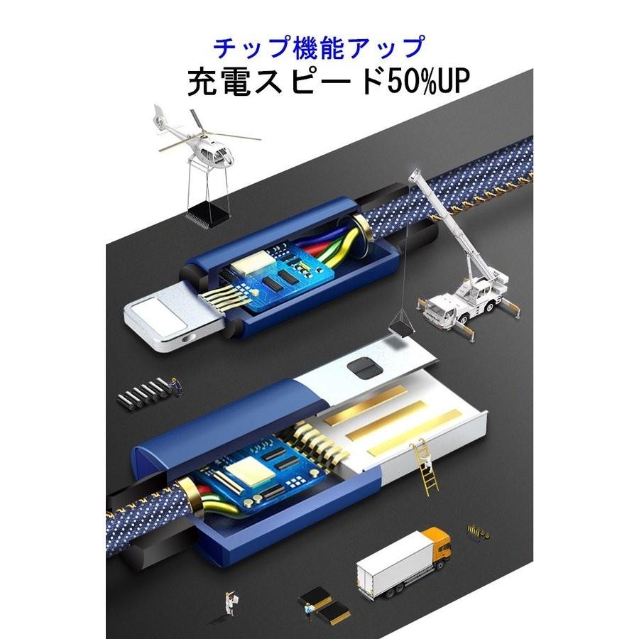 iPhoneケーブル iPad用 iPhone用 長さ3m 急速充電 デニム生地 収納ベルト 充電器 データ転送 USBケーブル iPhone13 iPhone14【PL保険加入済み製品・安心】 | 明誠 | 16