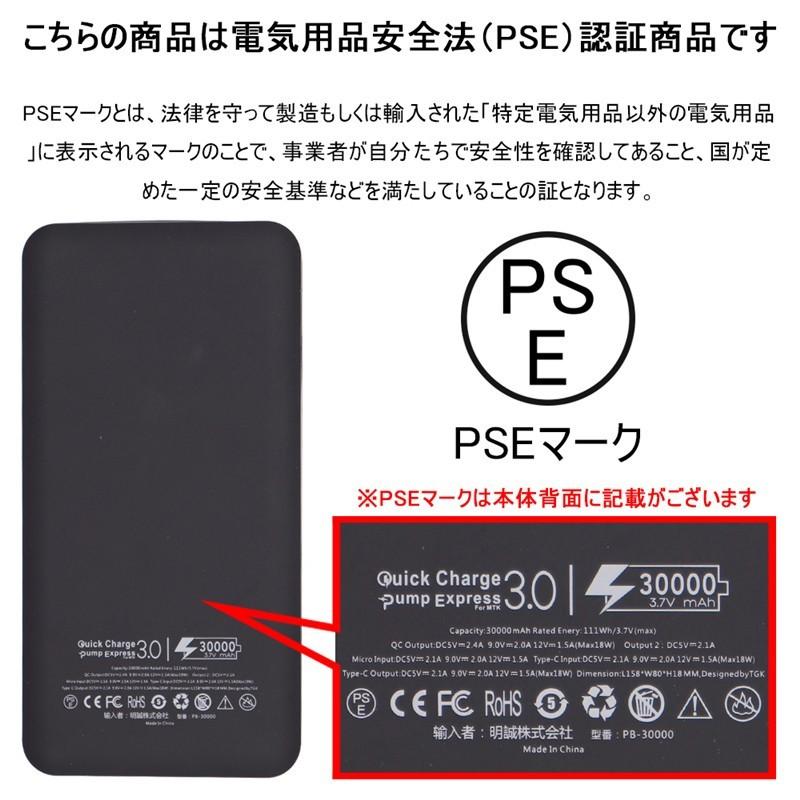 30000mAh QC3.0 PD急速充電 大容量モバイルバッテリー 軽量薄型 充電器 残量表示 Quick Charge 3.0 2台同時充電 高品質 iPhone Type-C コネクター付き【PL保険】｜meiseishop｜22