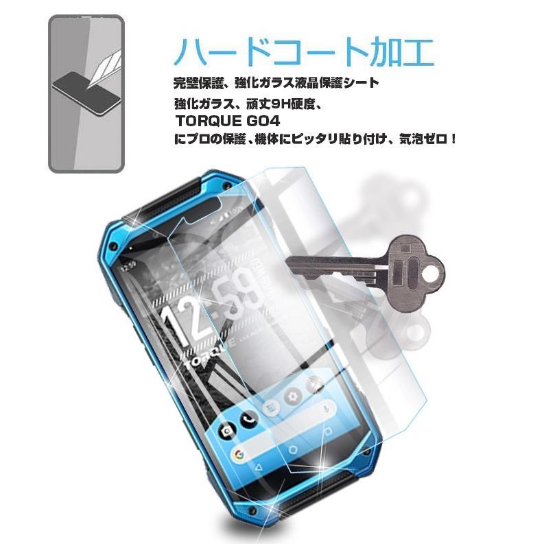 TORQUE G04 ブルー 透明カバー付き ガラスフィルム付きスマートフォン