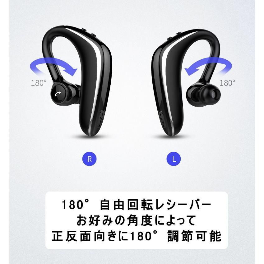 ワイヤレスイヤホン Bluetooth5.2 ブルートゥースヘッドホン 耳掛け型 ヘッドセット 左右耳通用 最高音質 無痛装着 180°回転 超長待機 マイク内蔵 送料無料｜meiseishop｜06