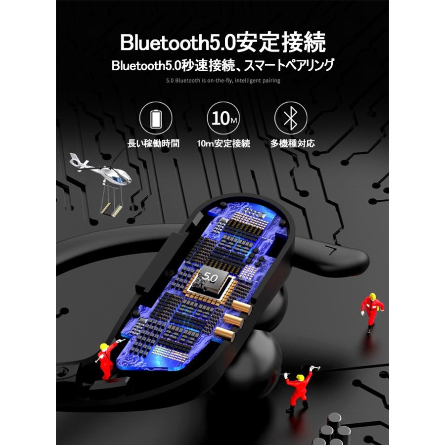 ワイヤレスイヤホン Bluetooth5.0 自動ペアリング 高音質 ブルートゥース 耳掛け式 イヤホン IPX7防水 1500mAh充電ケース付き 送料無料｜meiseishop｜09