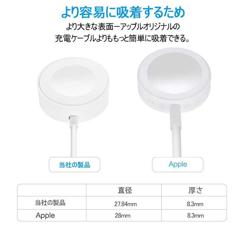 Apple Watch series1/2/3/4 アップルウォッチ ワイヤレス充電器 38/40/42/44mm iWatch コンパクト 便利USB充電 マグネット 充電ケーブル｜meiseishop｜07