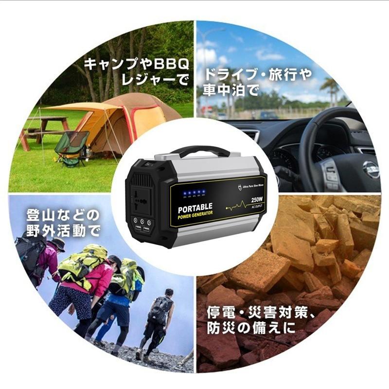 ポータブル電源 大容量67500mAh/250Wh 家庭用蓄電池 PSE認証済 純正弦