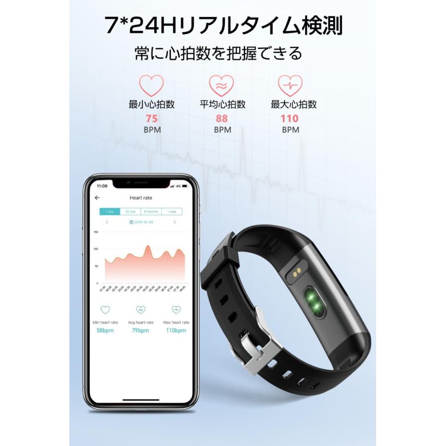 明誠 スマートウォッチ 腕時計 健康サポート USB充電 目覚し時計